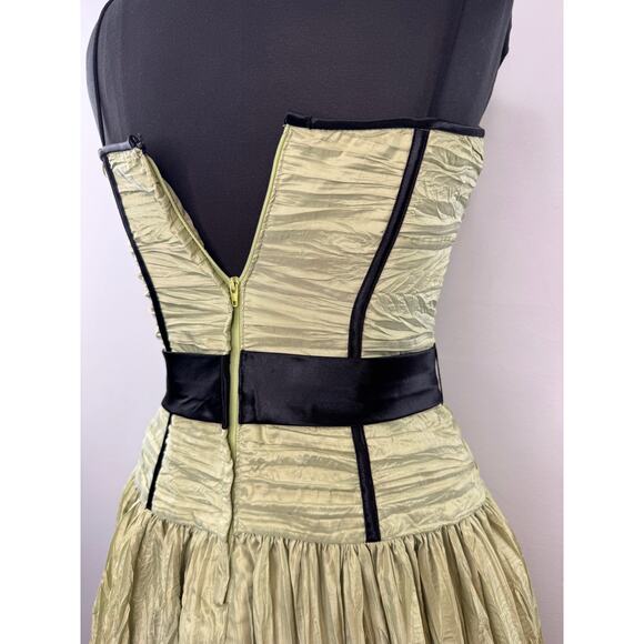 Vintage Jessica McClintock Gunne Sax Green Prom Dress Crinkled Tulle Size 7 USA - Picture 7 of 9